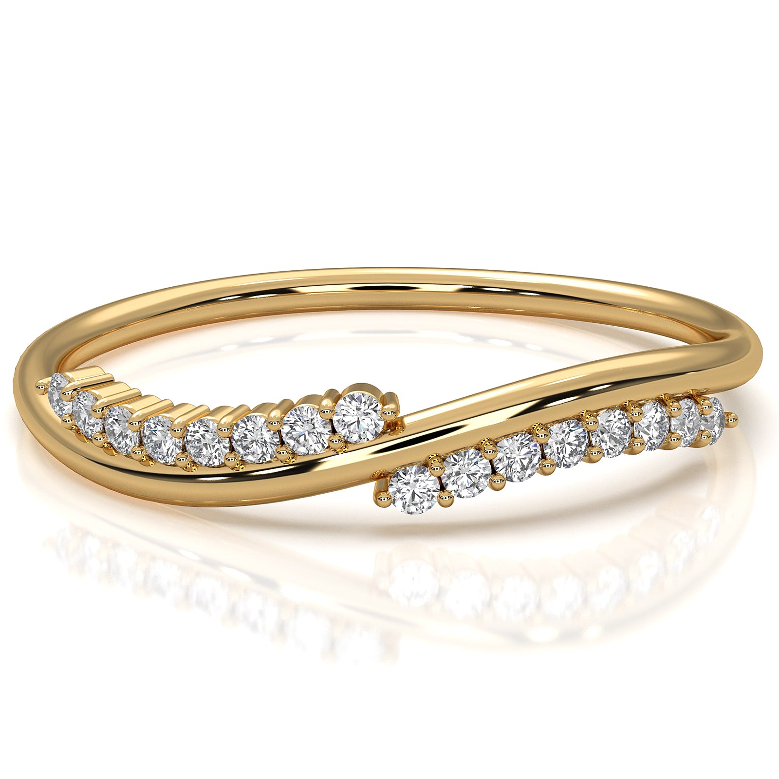 Twisted Stackable Minimalist Round Lab Diamond Fashion Ring 0.09ctw.